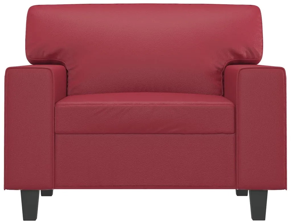 Poltrona 60 cm couro artificial vermelho tinto