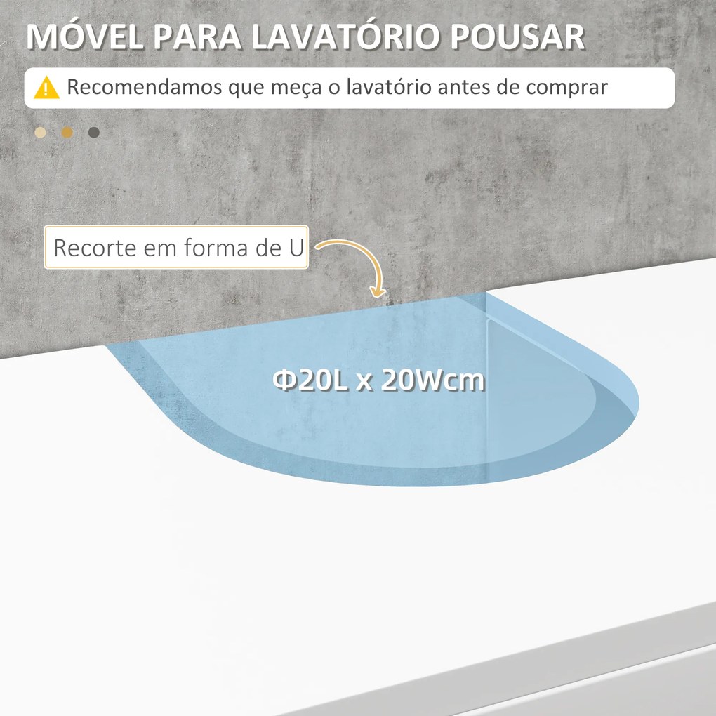 Móvel para Lavatório Pousar com Armário de 2 Portas Estante Aberto e Estante Ajustável Interior 60x30x60 cm Branco