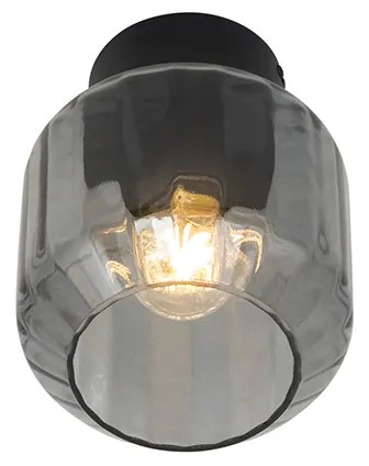 Candeeiro de teto moderno preto com vidro fumê - Stiklo Moderno