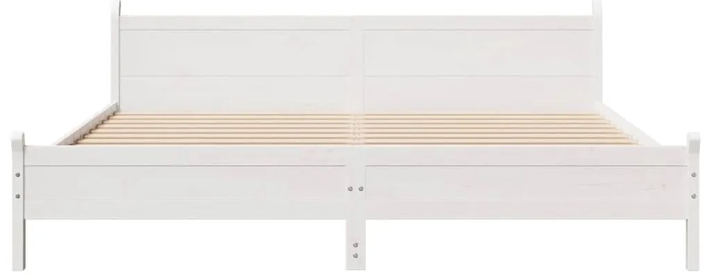 Cama sem colchão 200x200 cm madeira de pinho maciça branco
