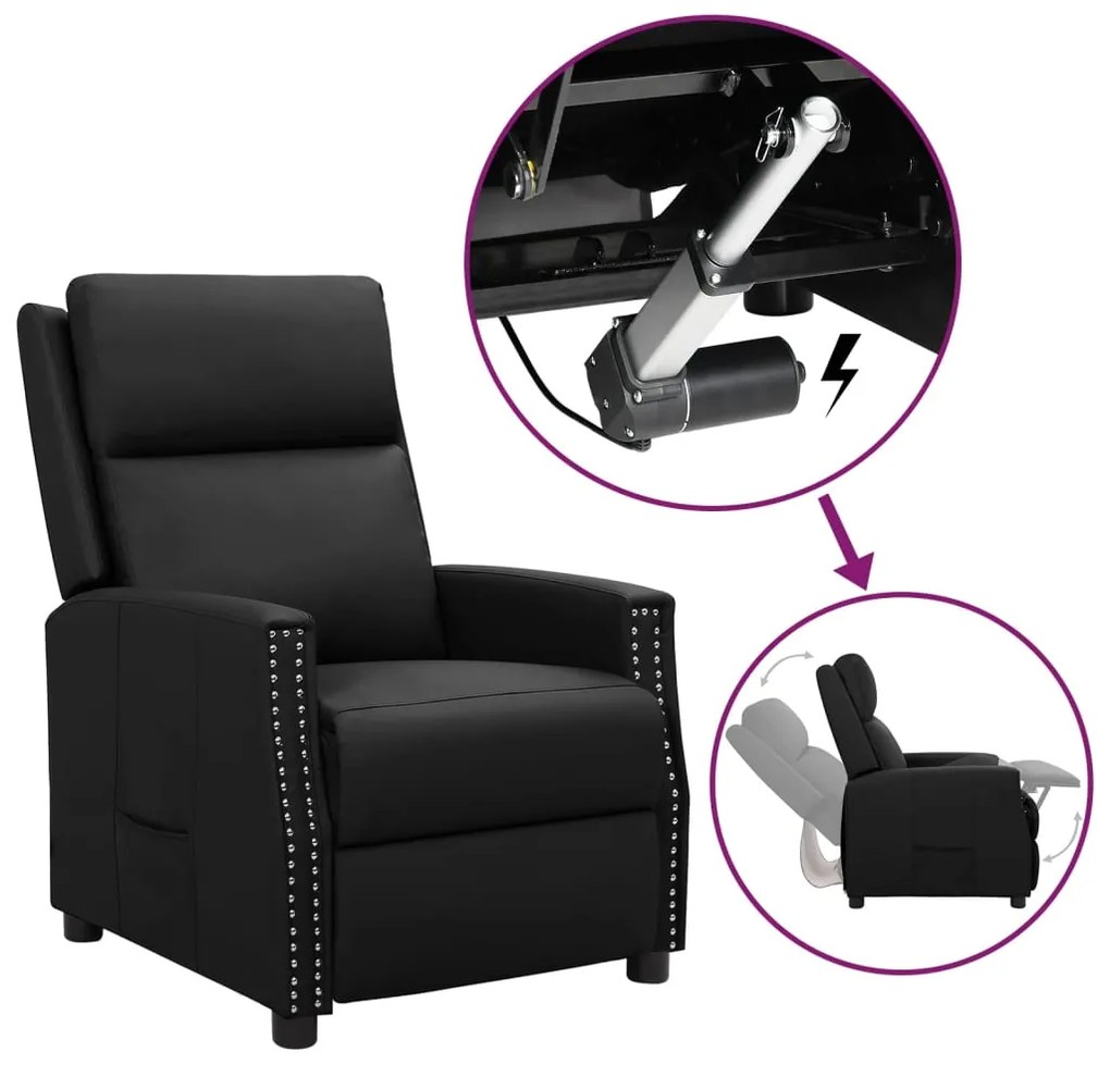 vidaXL Poltrona elevatória couro artificial preto