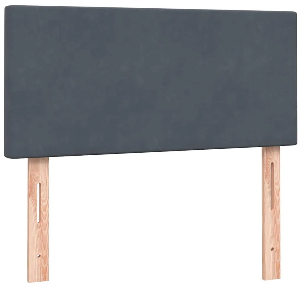 Cama com molas/colchão 90x220 cm veludo cinzento-escuro