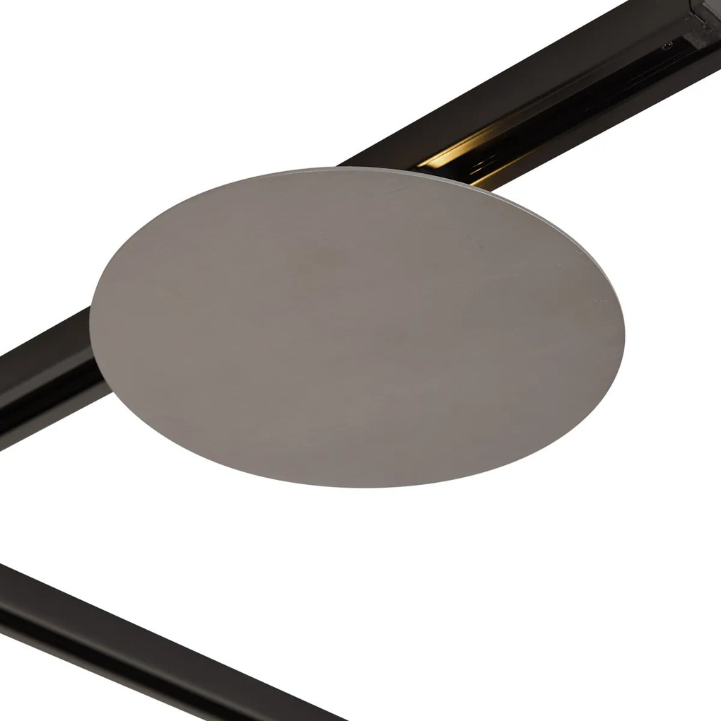 Sistema de calhas de iluminação moderno preto com 3 candeeiros suspensos e 2 candeeiros de teto cor de bronze 1-fase - Iconic Lloyd Pulley