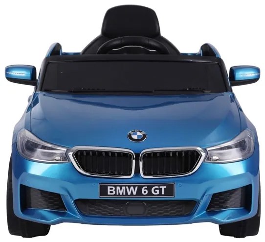 Carro Elétrico infantil BMW 6 GT 12v, módulo de música, banco em pele, pneus de borracha EVA Azul