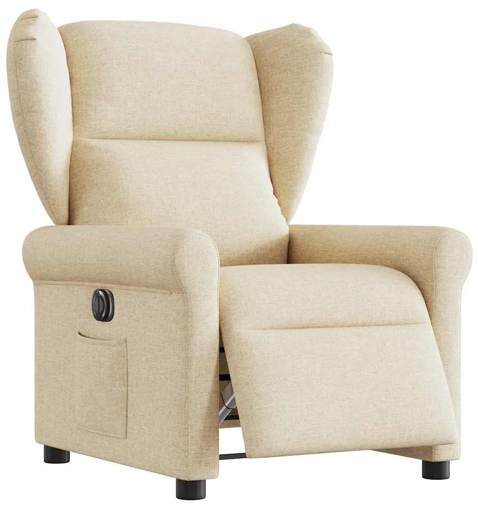 vidaXL Poltrona reclinável elétrica tecido cor creme