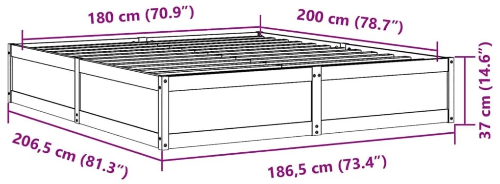 Cama sem colchão 180x200 cm madeira de pinho maciça branco