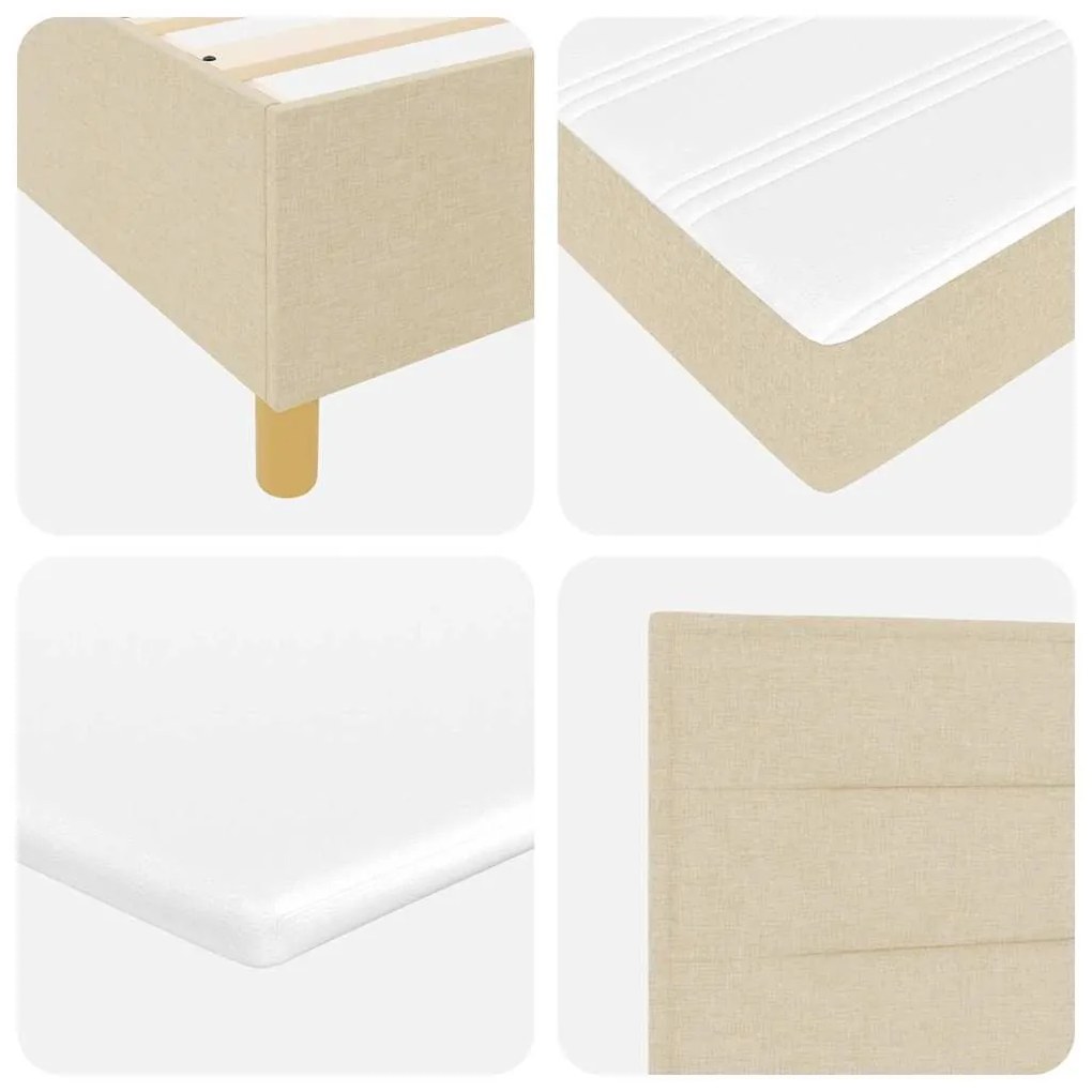 Cama Box com Colchão Creme 100x200 cm em Tecido
