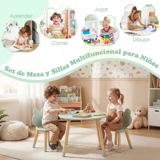 Conjunto de mesa e cadeiras crinças em forma de rã, com pernas de madeira, para sala de aula, creche, casa, trabalhos manuais e aprendizagem, a partir