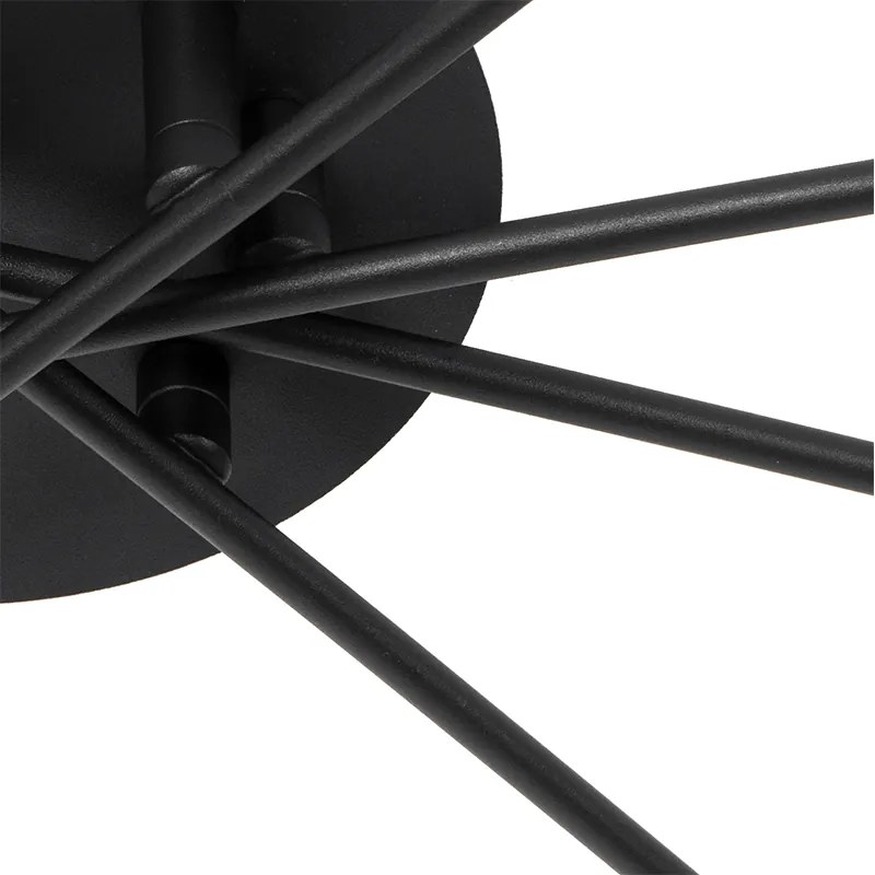 Candeeiro de teto moderno preto 8 luzes com vidro fumê - Athens