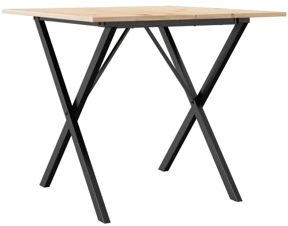 Mesa de jantar estrutura em X 80x80x75 cm pinho e aço