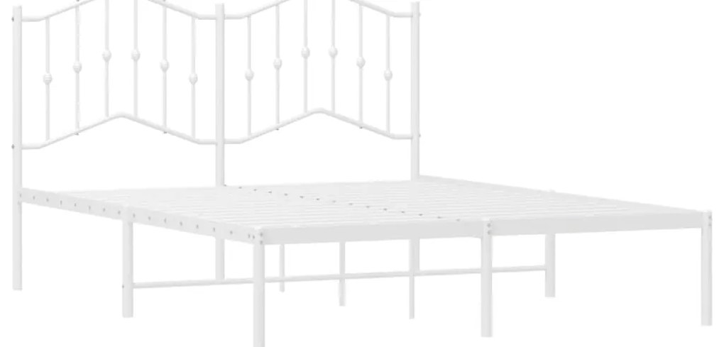 Estrutura de cama com cabeceira 140x200 cm metal branco
