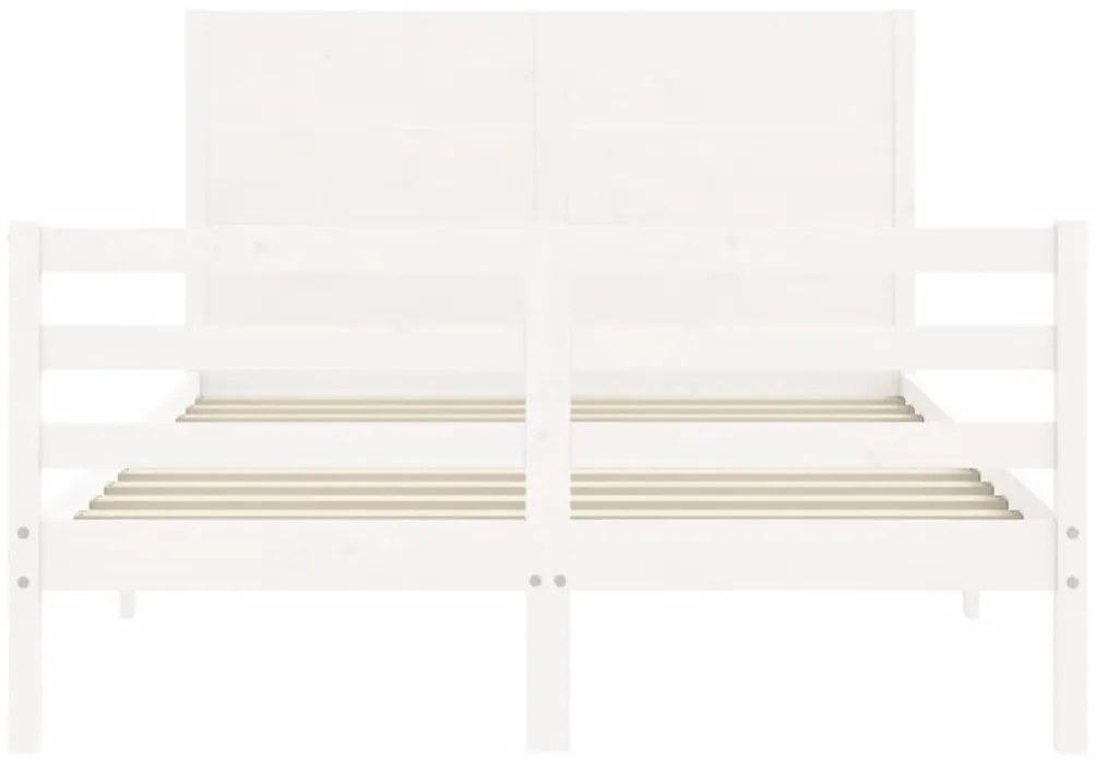 Estrutura de cama com cabeceira 140x200cm madeira maciça branco