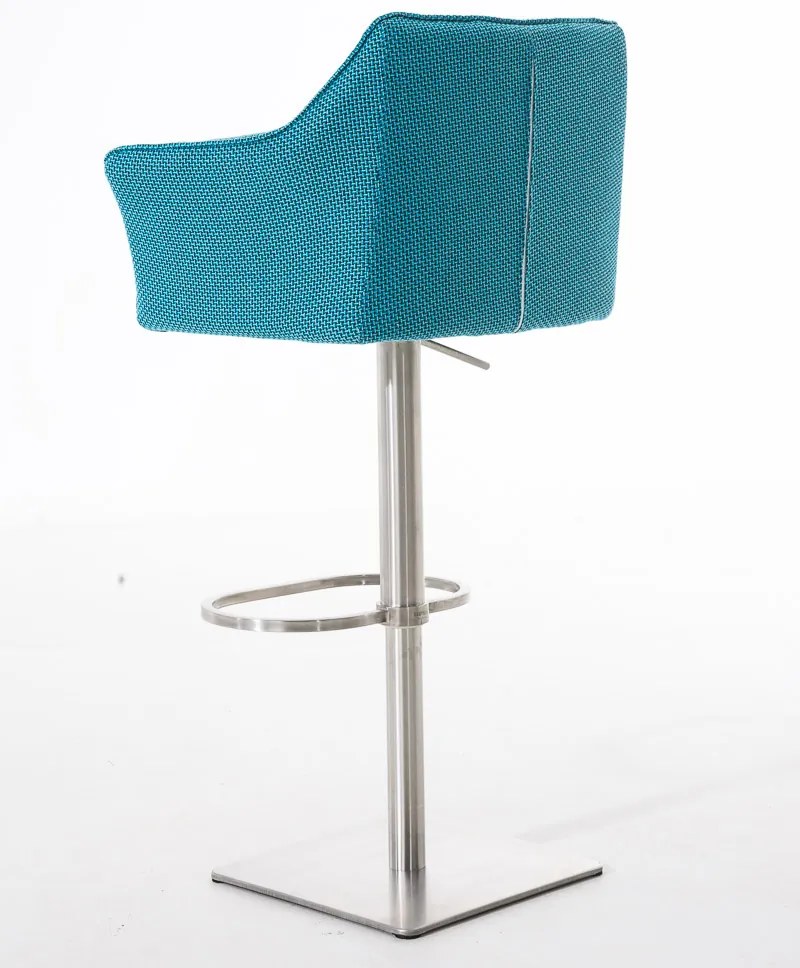 Banco de bar Damaso em tecido 64 x 88-113 x 45 cm Azul turquesa