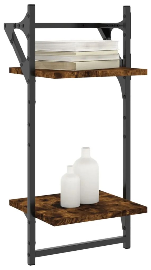 Estante 2 prateleiras c/ barras 2pcs 30x25x65cm carvalho sonoma