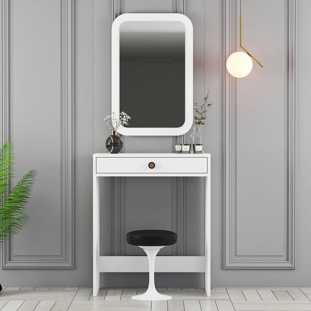 Mesa de Maquilhagem Lizbon Mirror – Branco – 70x40x84,7 cm