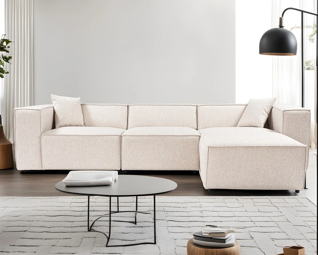 Sofá de Canto Lora – Castanho Claro – 303 cm x 193 cm x 65 cm
