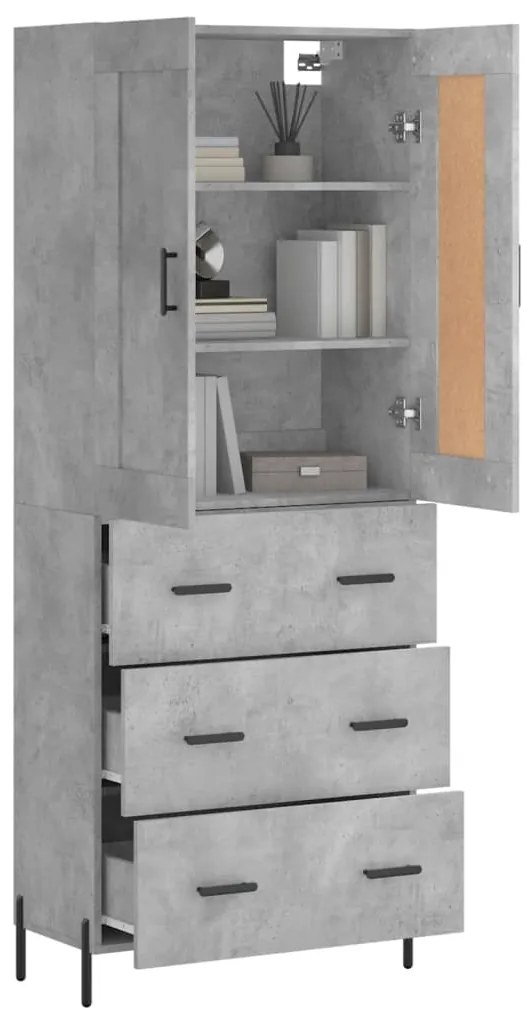 Armário alto 69,5x34x180 cm derivados de madeira cinza cimento