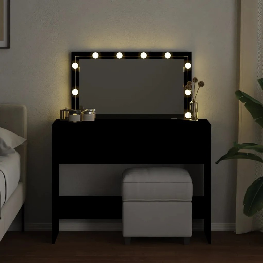 Toucador com luzes LED 100x40x120 cm preto