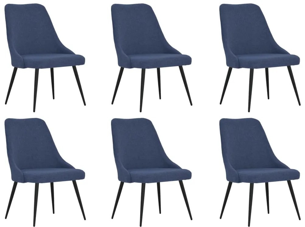 vidaXL Cadeiras de jantar 6 pcs tecido azul