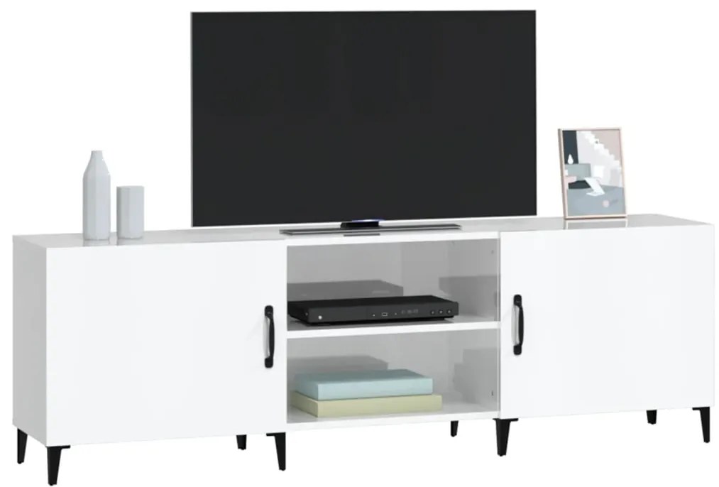 Móvel de TV 150x30x50 cm derivados de madeira branco brilhante