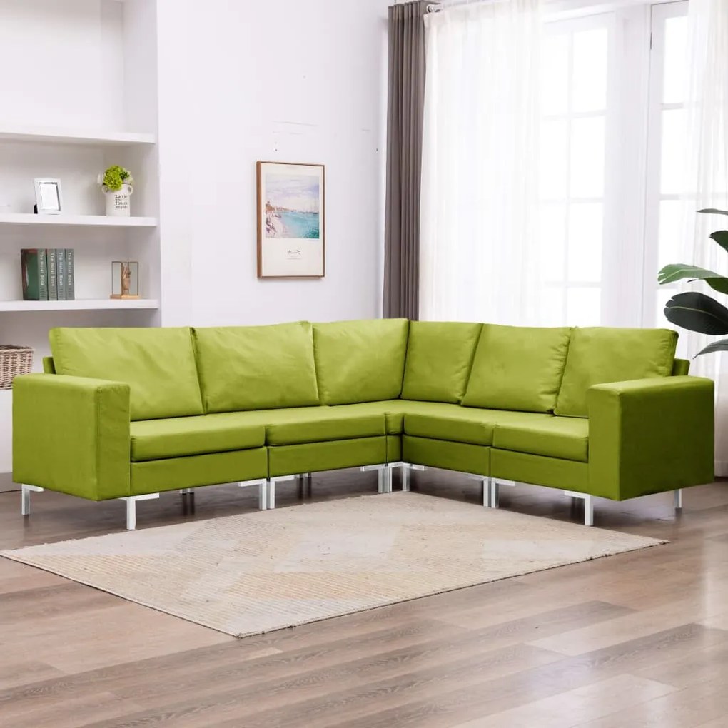 vidaXL 5 pcs conjunto de sofás tecido verde