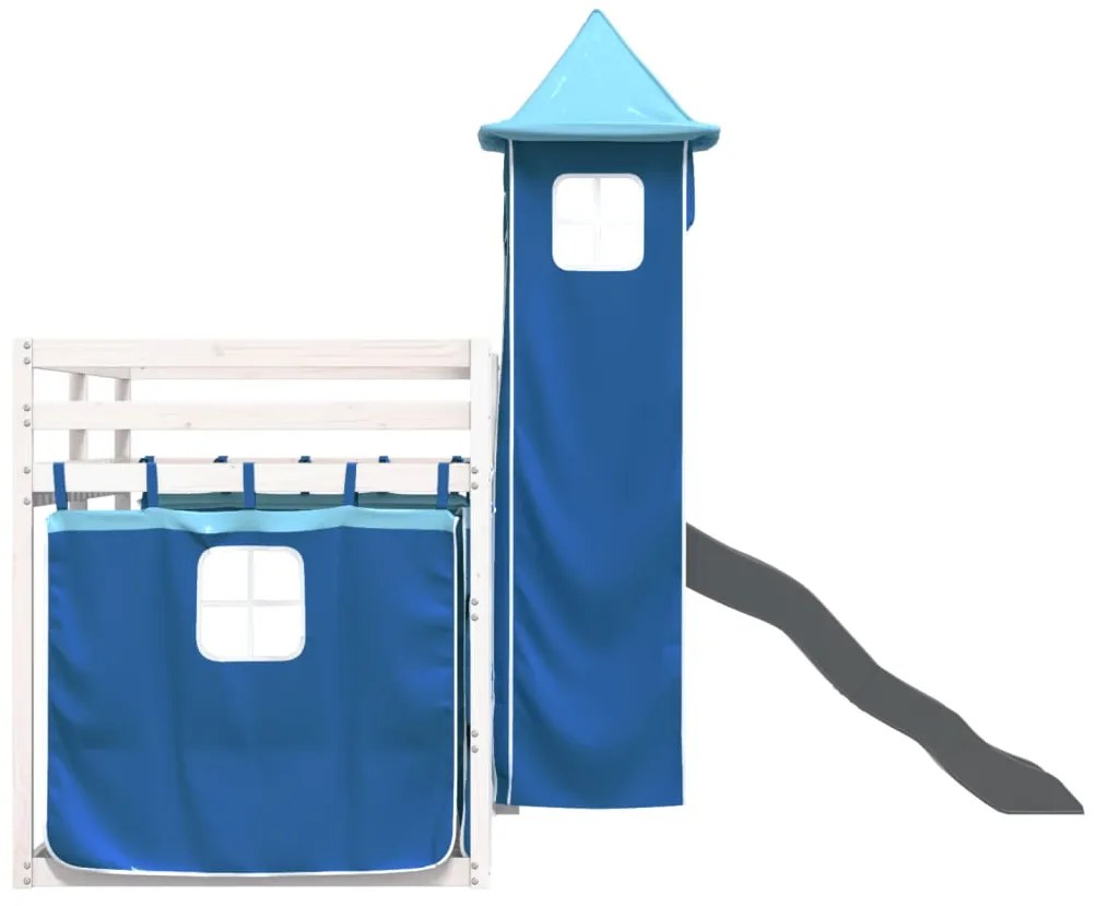 Beliche com escorrega e cortinas 90x200 cm azul