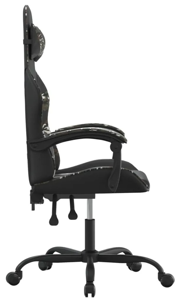 Cadeira gaming giratória couro artificial preto e camuflado