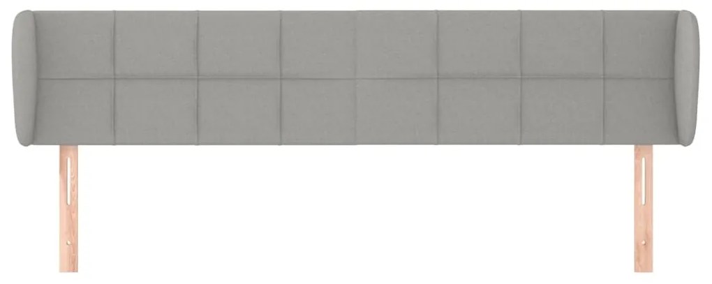 Cabeceira de cama c/ abas tecido 163x23x78/88 cm cinzento-claro