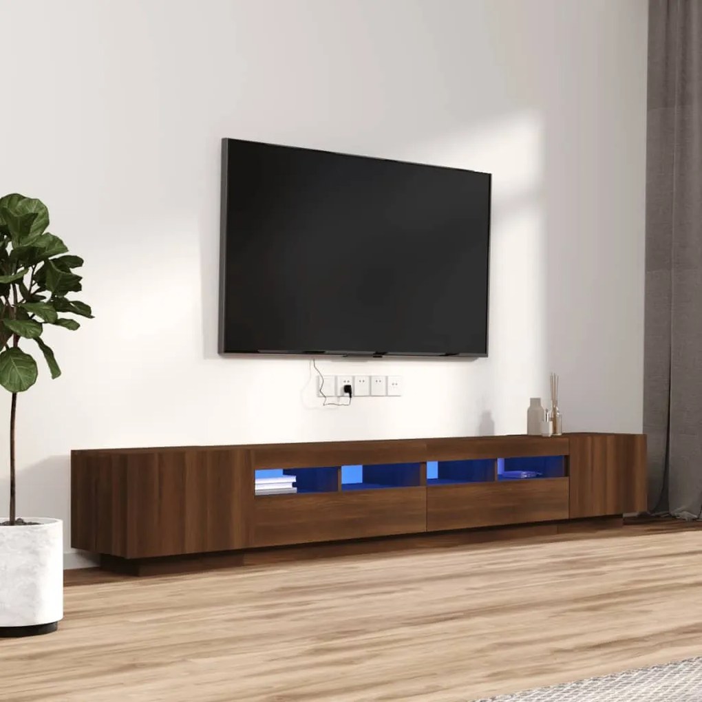 3120175 vidaXL Conjunto móveis de TV 3pcs c/ LEDs madeira carvalho castanho