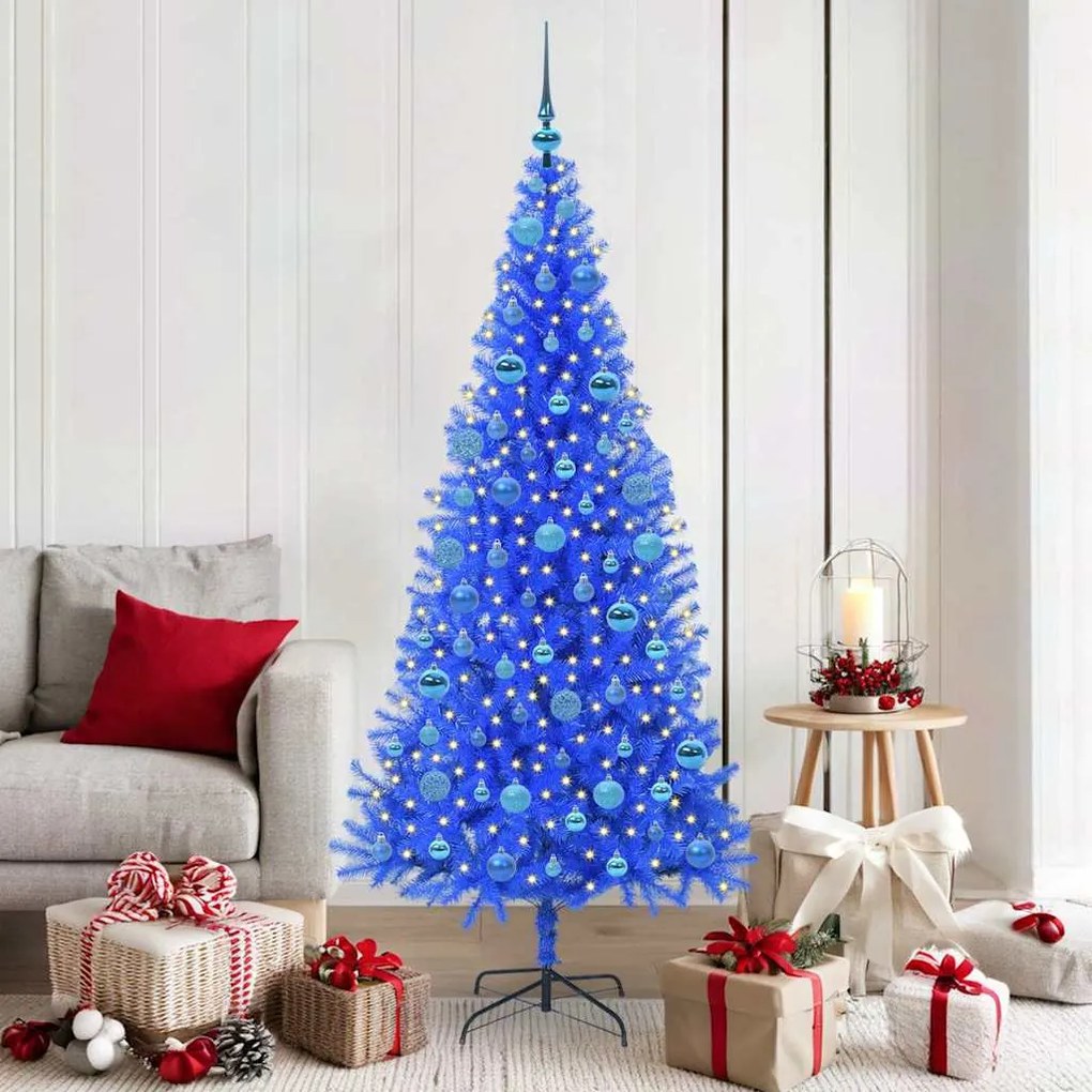 vidaXL Árvore de Natal com 300 LEDs com suporte Azul 180 cm PVC