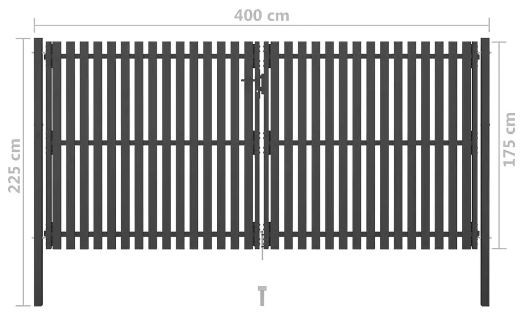 Portão de cerca para jardim 4x2,25 m aço antracite