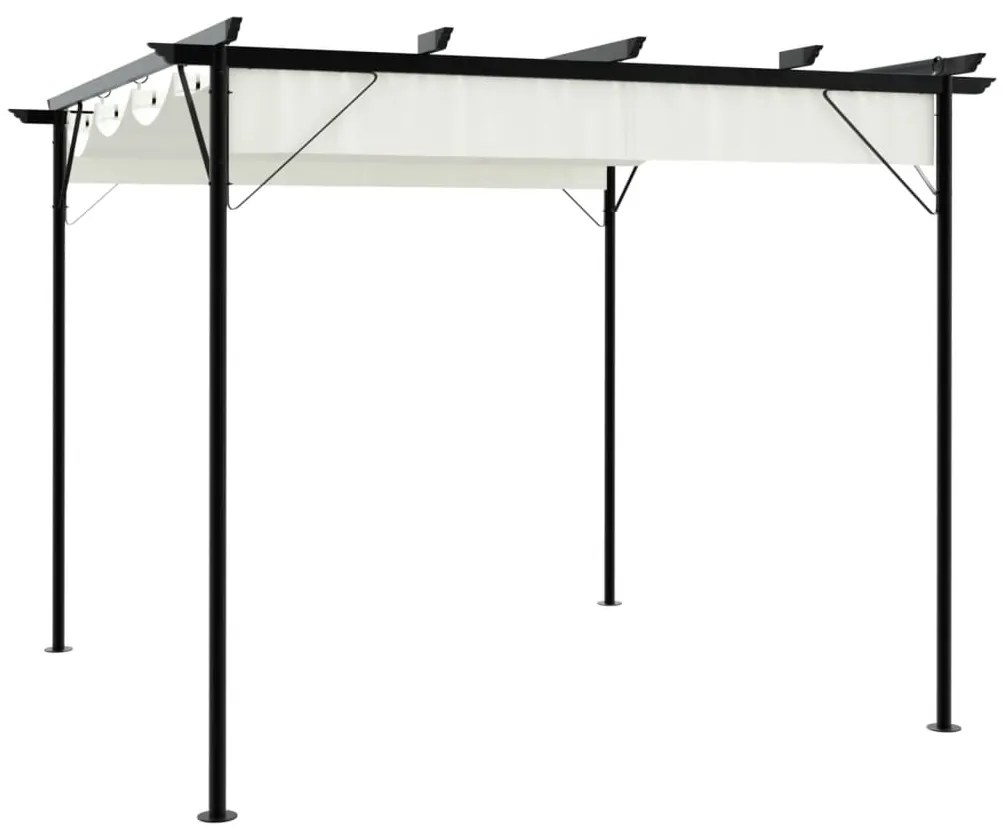 Pérgola com toldo retrátil 3x3 m aço branco nata