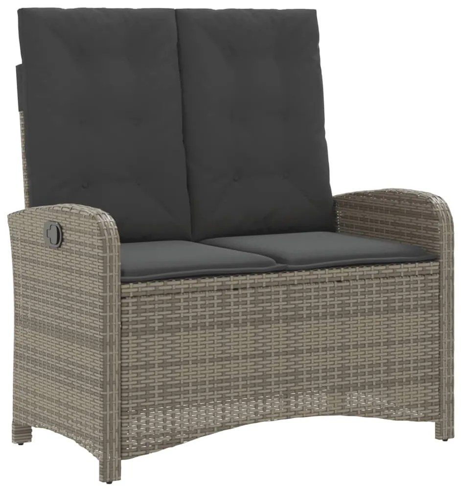 4 pcs conjunto de jantar p/ jardim c/ almofadões vime PE cinza