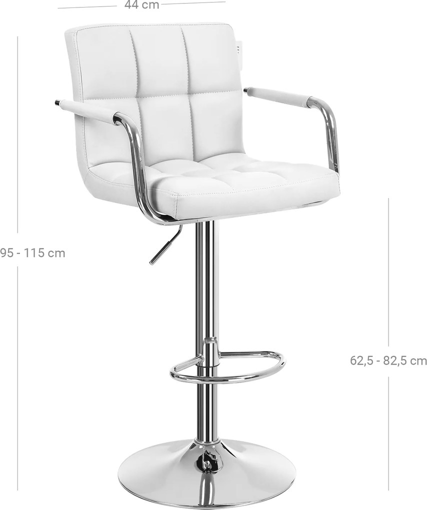 Conjunto 2 Bancos de bar com braços 2 pcs branco