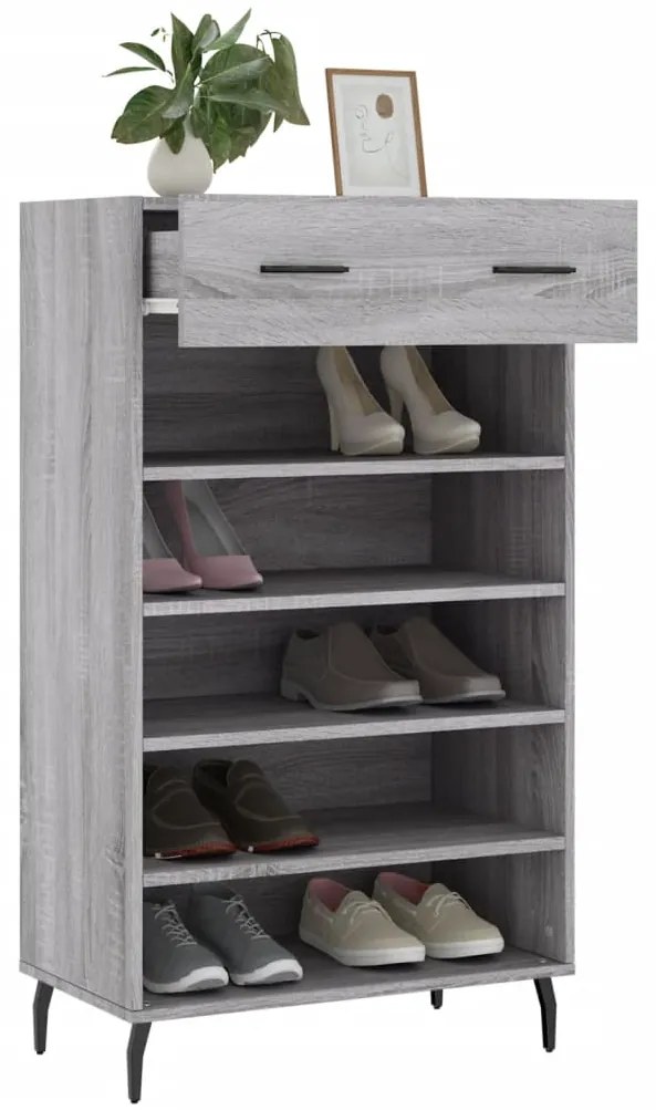 Sapateira 60x35x105 cm derivados de madeira cinzento sonoma