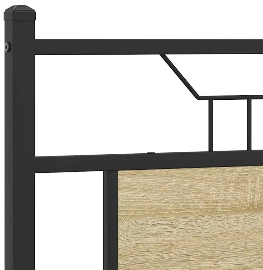 Estrutura de cama sem colchão 200x200cm metal carvalho sonoma