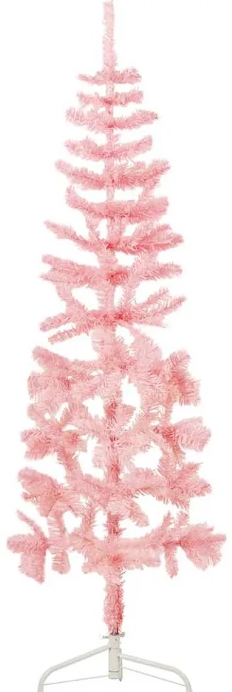 Meia árvore de Natal fina com suporte 180 cm rosa