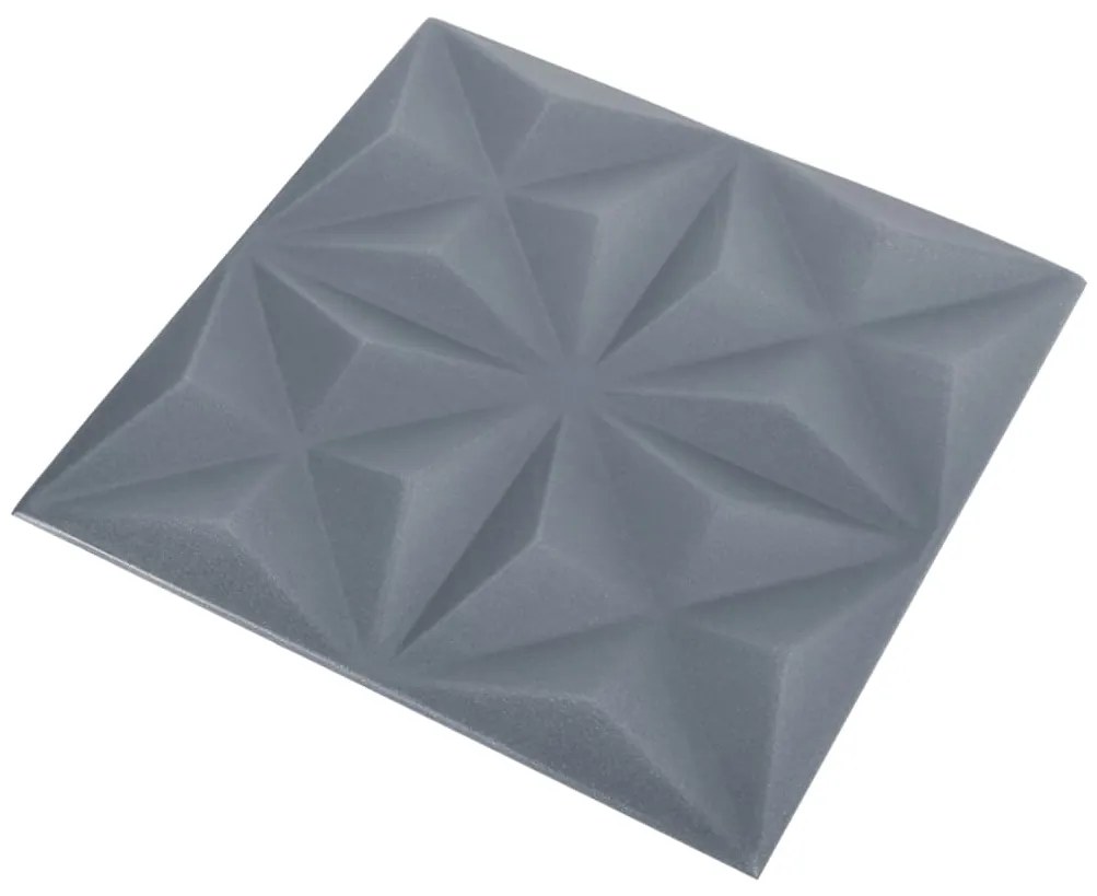 Painéis de parede 3D 24 pcs 50x50 cm 6 m² origami cinza