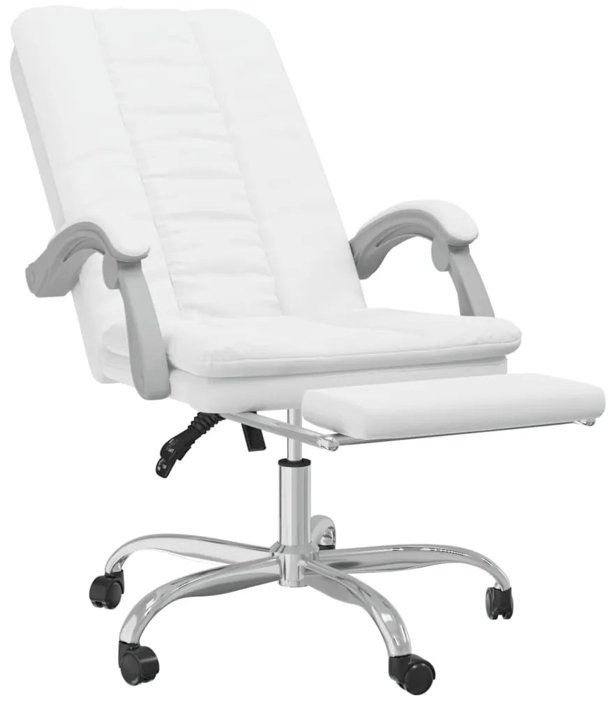 Cadeira de escritório reclinável couro artificial branco