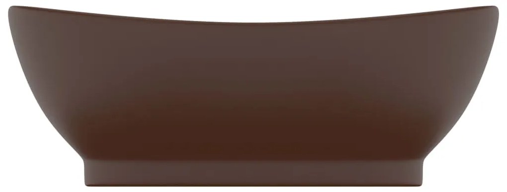 Lavatório luxuoso oval 58,5x39 cm cerâmica castanho-escuro mate
