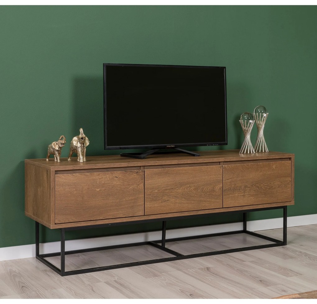 Conjunto de Mobiliário de Sala de Estar Laxus – Nogueira/Preto – Unida