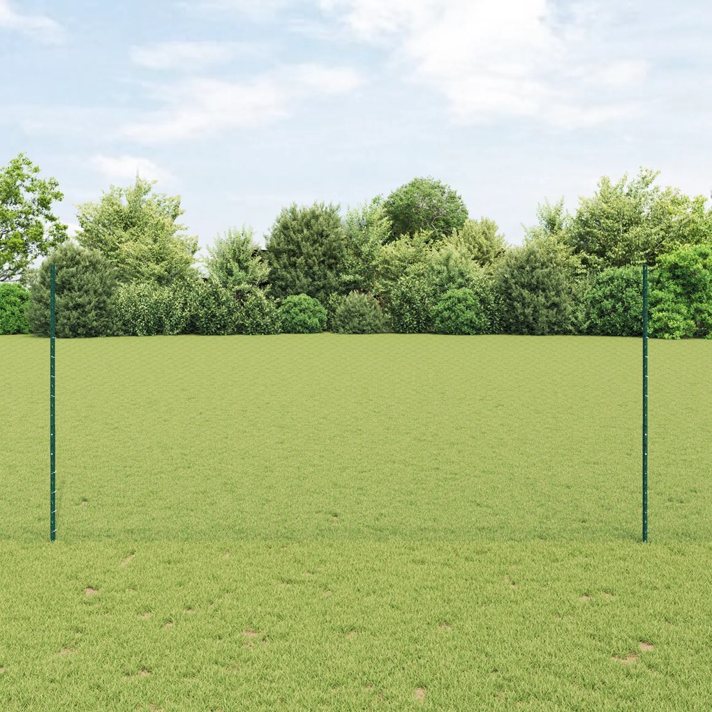 Postes de Cerca vidaXL 5 pcs Canal em U Verde 140 cm Aço