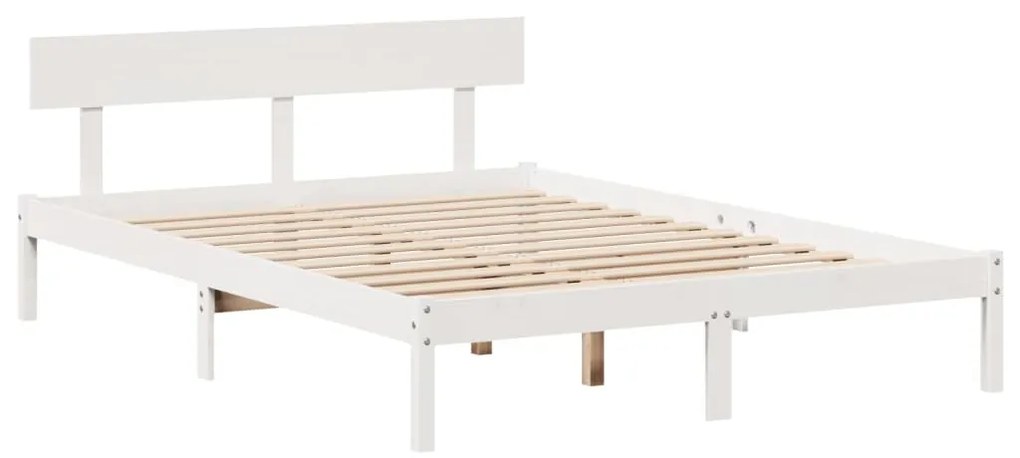 Cama sem colchão 140x190 cm madeira de pinho maciça branco