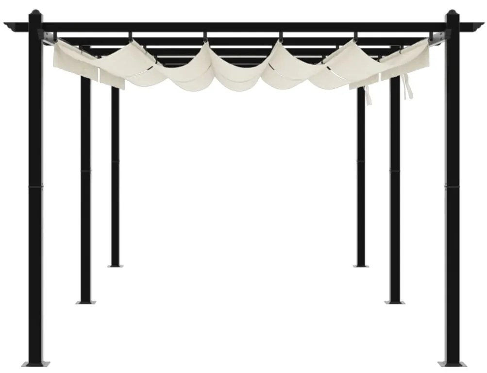 Gazebo de jardim com teto retrátil 3x6 m alumínio creme