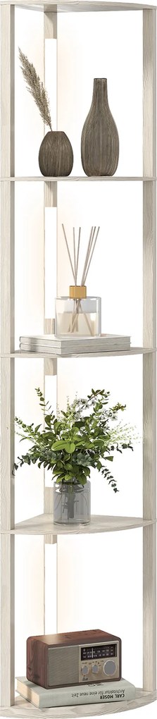 Candeeiro de Pé com Prateleiras de Canto, 41 x 29,5 x 163,5 cm, Iluminação LED Regulável, cor Carvalho