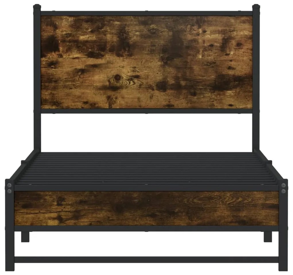 Estrutura de cama sem colchão 90x190 cm metal carvalho fumado