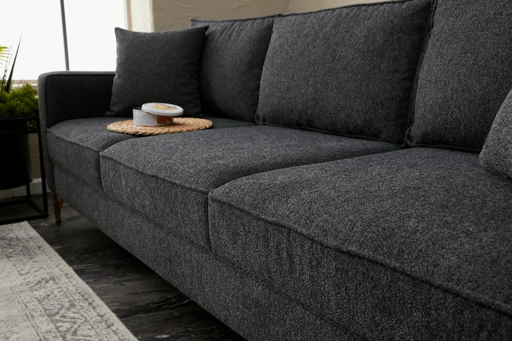 Sofá de 3 Lugares Berlin – Antracite – 220x83x91 cm