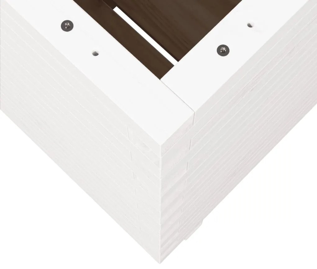 Vaso/floreira de jardim 50x50x72,5 cm pinho maciço branco