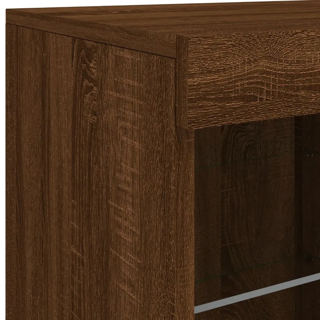 Aparador com luzes LED 81x37x67 cm carvalho castanho