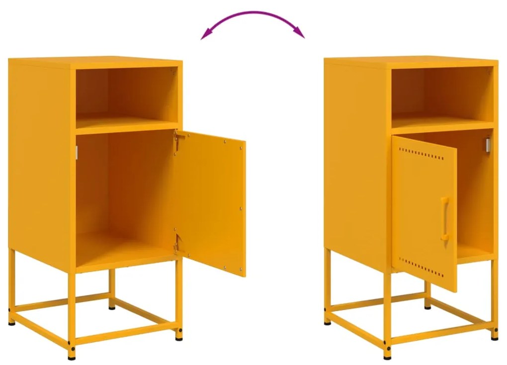 Mesas de cabeceira 2 pcs 36x39x78 cm aço amarelo mostarda